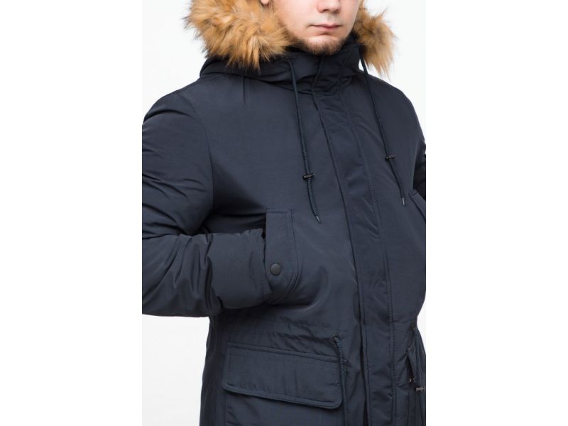 Парка мужская темно-синяя молодежная зимняя модель 25690, фото 8