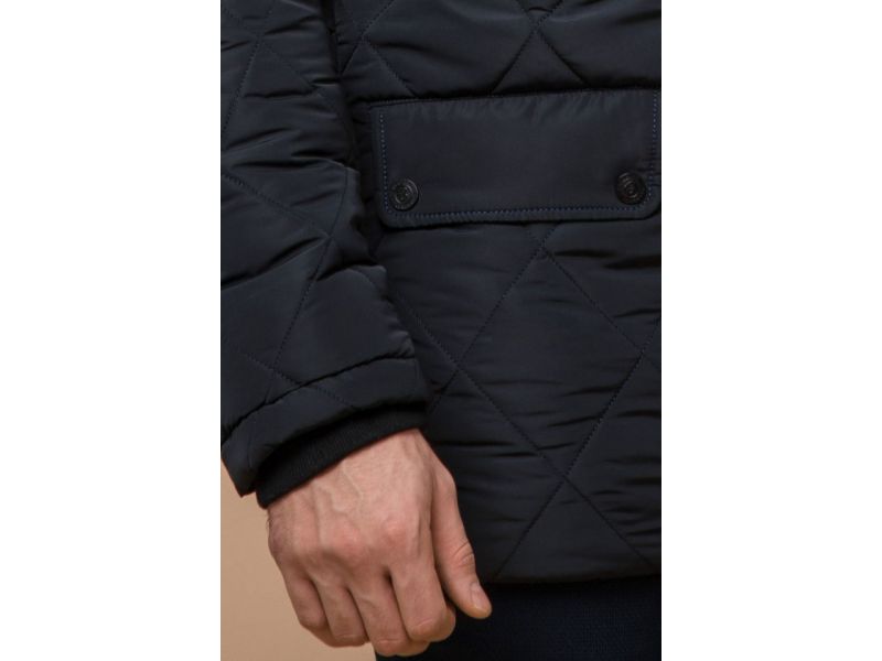 Темно-синяя мужская куртка оригинального дизайна зимняя модель 44842, фото 7