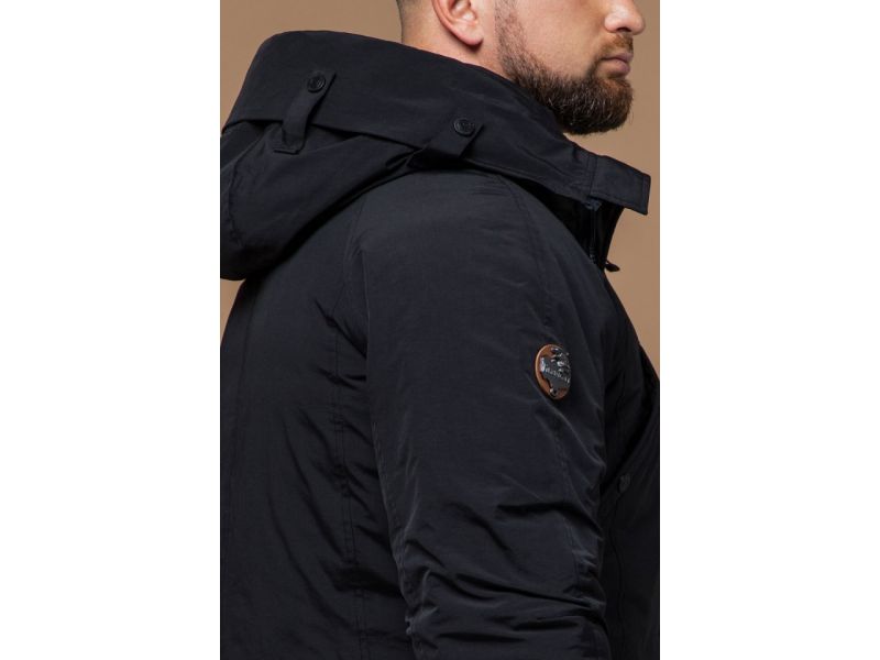 Мужская черная парка зимняя с кулиской модель 2694, фото 8