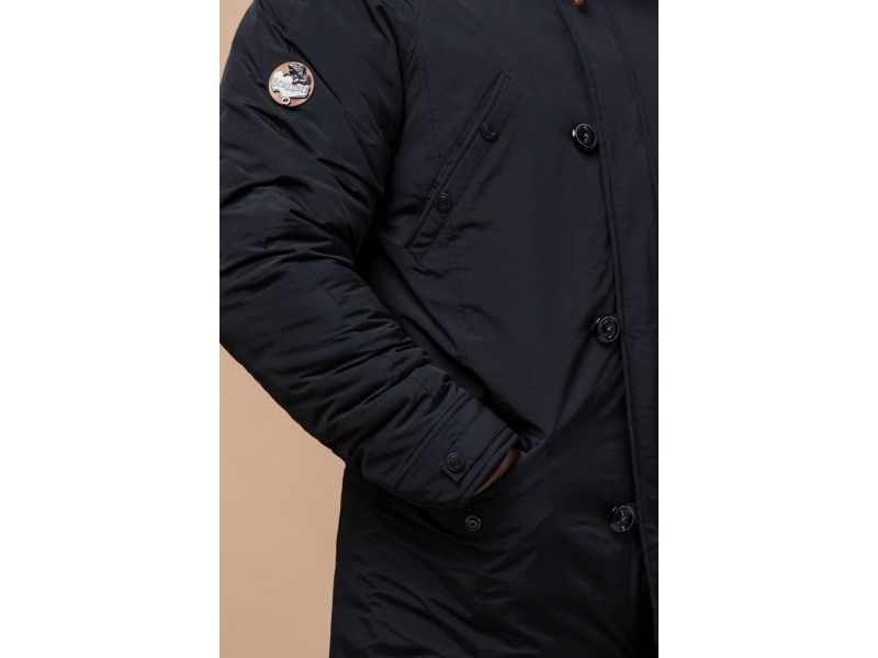 Мужская черная парка зимняя с кулиской модель 2694, фото 7