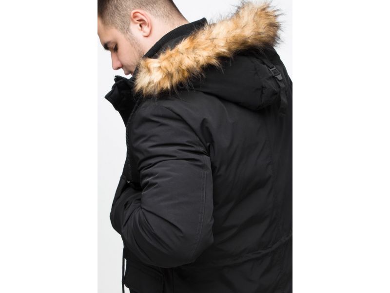 Черная мужская молодежная парка зимняя с опушкой модель 25690, фото 10