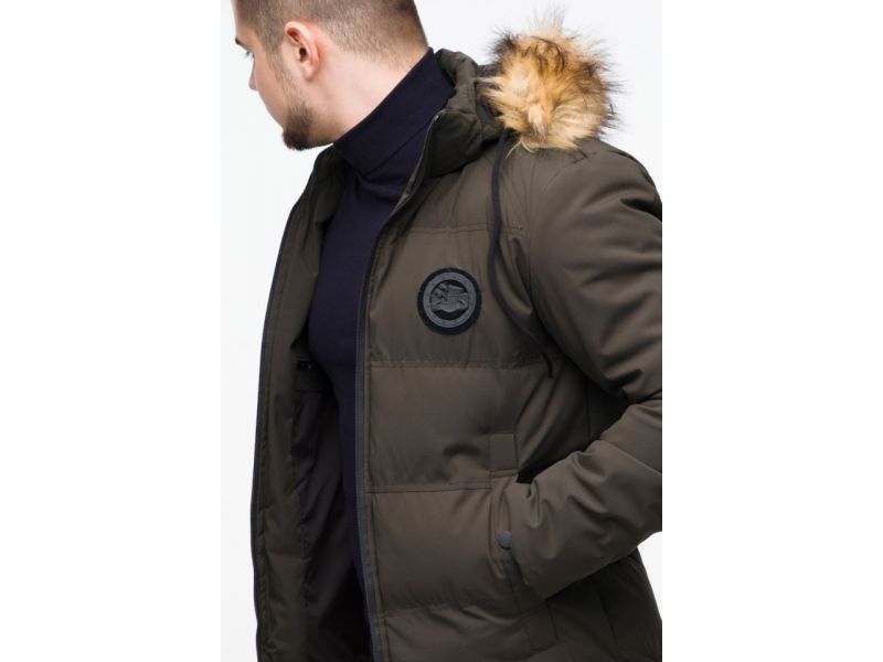 Куртка молодежная зимняя мужская цвета кофе модель 25550, фото 9