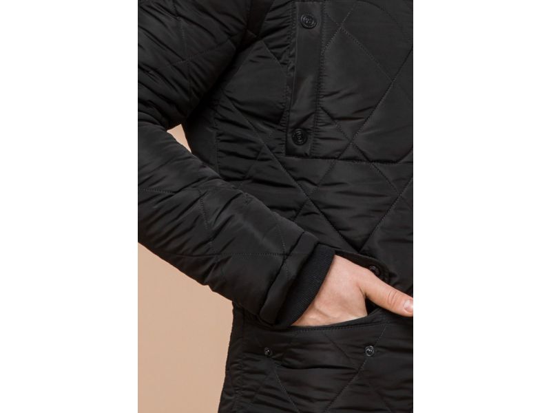 Черная мужская куртка с качественной фурнитурой зимняя модель 44842, фото 7