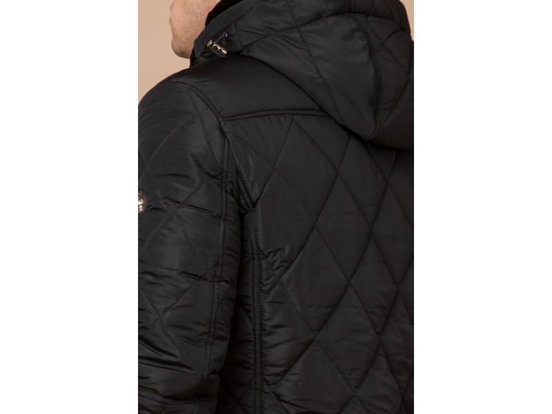Черная мужская куртка с качественной фурнитурой зимняя модель 44842, фото 8