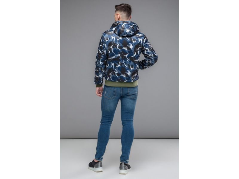 Бомбер двусторонний мужской молодежный осенне-весенний цвета хаки модель 32898, фото 9