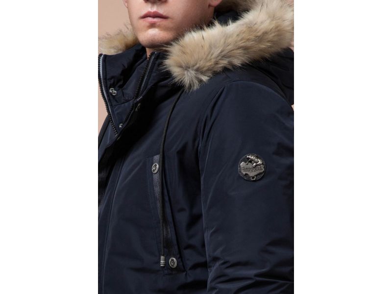Синяя качественная мужская зимняя парка модель 27830, фото 8