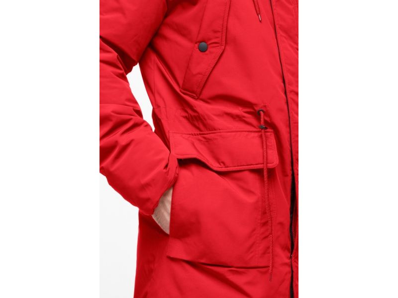 Молодежная мужская красная зимняя парка с карманами модель 25690, фото 8