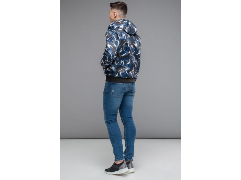 Черный мужской осенне-весенний двусторонний бомбер молодежный модель 32898, фото 9