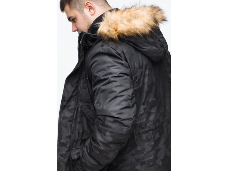 Молодежная мужская черная парка дизайнерская зимняя модель 25500, фото 9