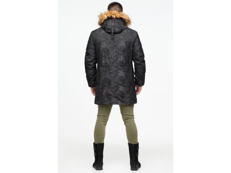 Молодежная мужская черная парка дизайнерская зимняя модель 25500, фото 7