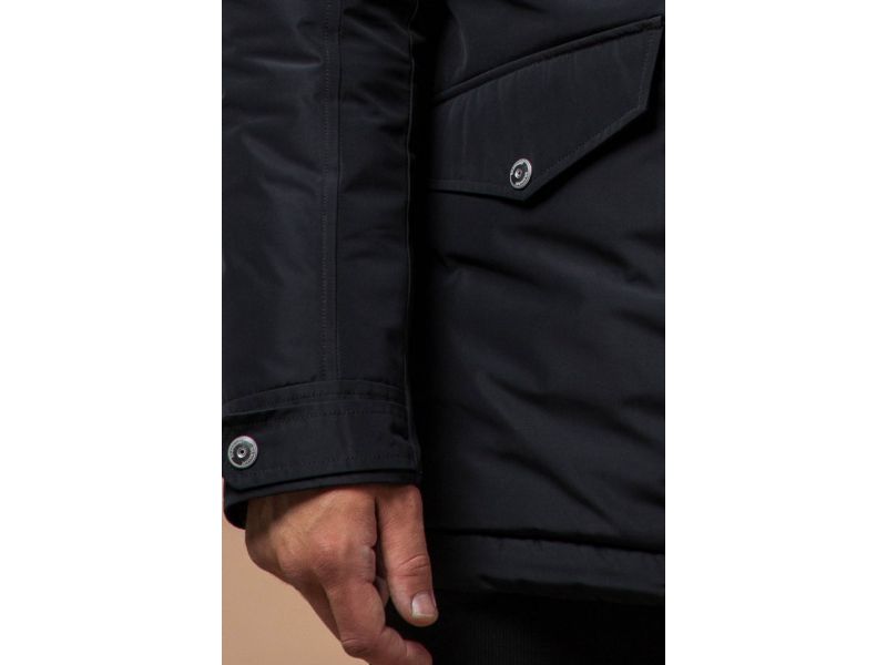 Черная зимняя мужская парка с долговечной фурнитурой модель 27830, фото 7