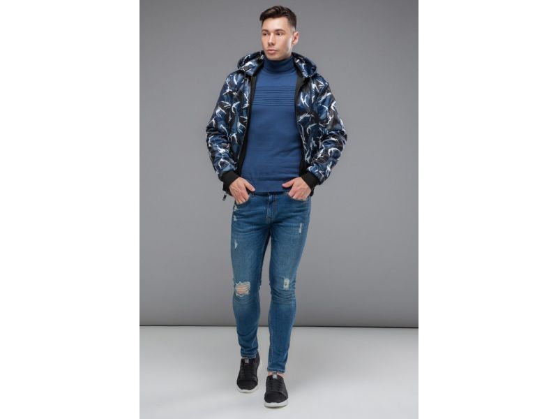 Черный мужской осенне-весенний двусторонний бомбер молодежный модель 32898, фото 8