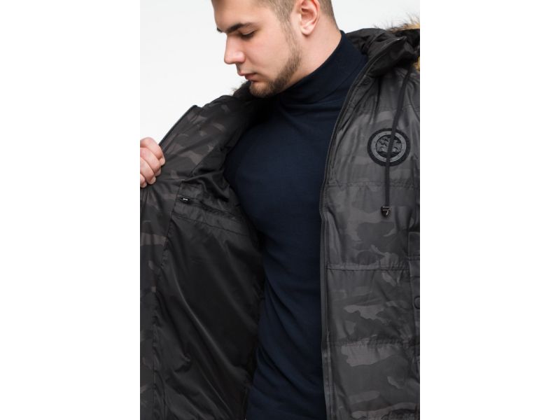 Черная мужская молодежная дизайнерская зимняя куртка модель 25310, фото 9