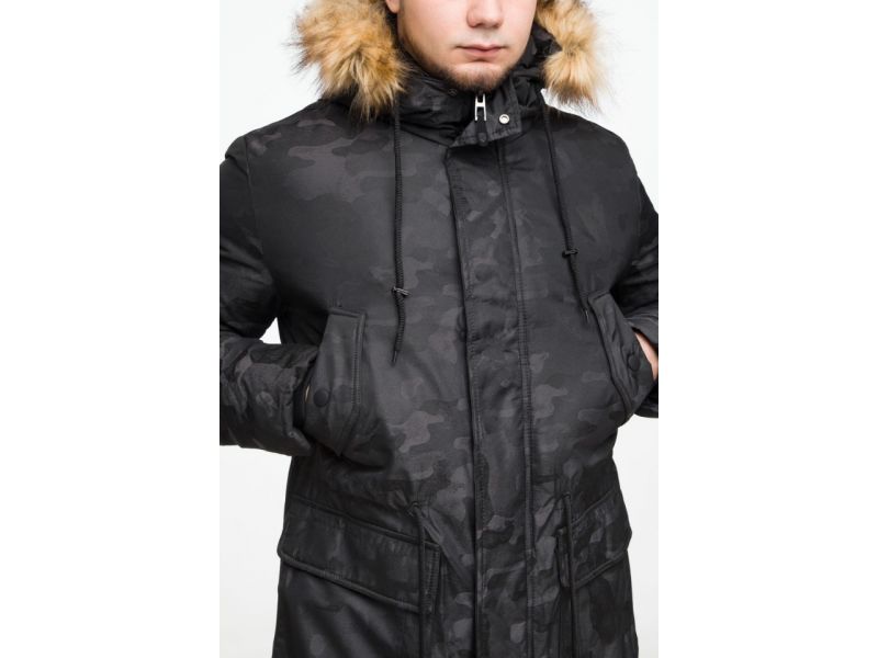 Молодежная мужская черная парка дизайнерская зимняя модель 25500, фото 8