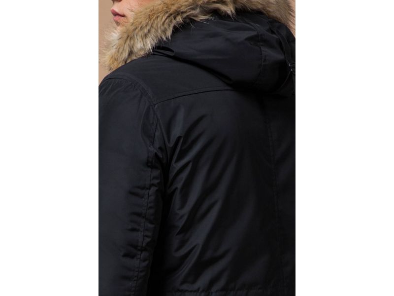 Черная зимняя мужская парка с долговечной фурнитурой модель 27830, фото 8
