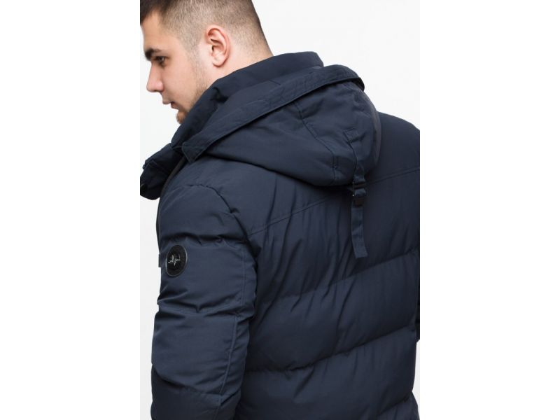 Куртка мужская молодежная синяя с капюшоном зимняя модель 25280, фото 10