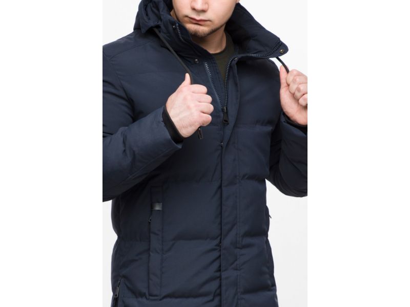 Куртка мужская молодежная синяя с капюшоном зимняя модель 25280, фото 8
