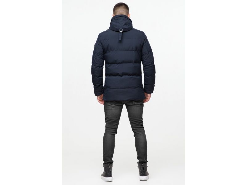Куртка мужская молодежная синяя с капюшоном зимняя модель 25280, фото 7