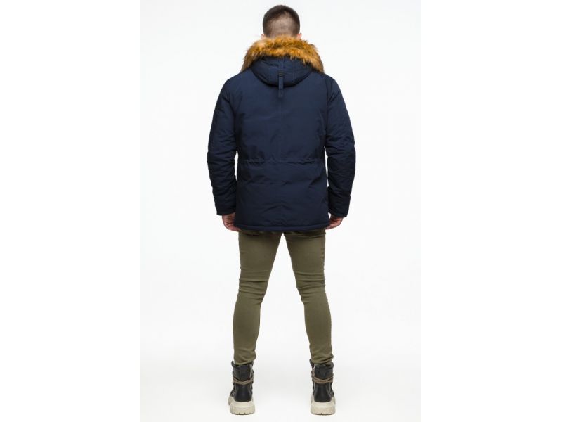 Синяя мужская молодежная парка зимняя с капюшоном модель 25770, фото 7