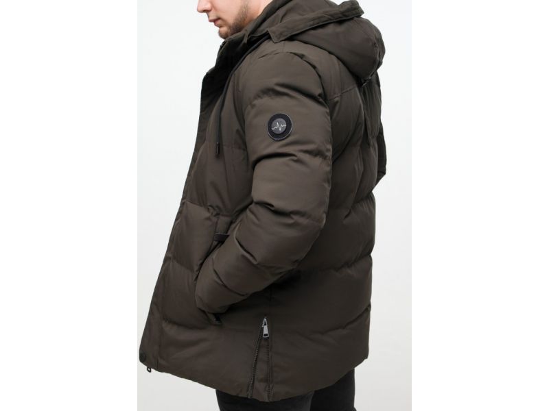 Зимняя мужская молодежная куртка цвета кофе теплая модель 25280, фото 9