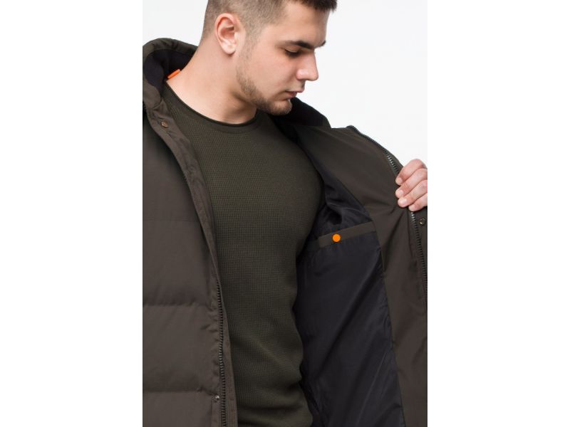 Зимняя мужская молодежная куртка цвета кофе теплая модель 25280, фото 8