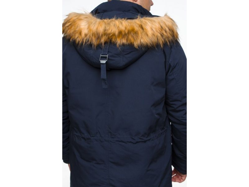 Синяя мужская молодежная парка зимняя с капюшоном модель 25770, фото 11