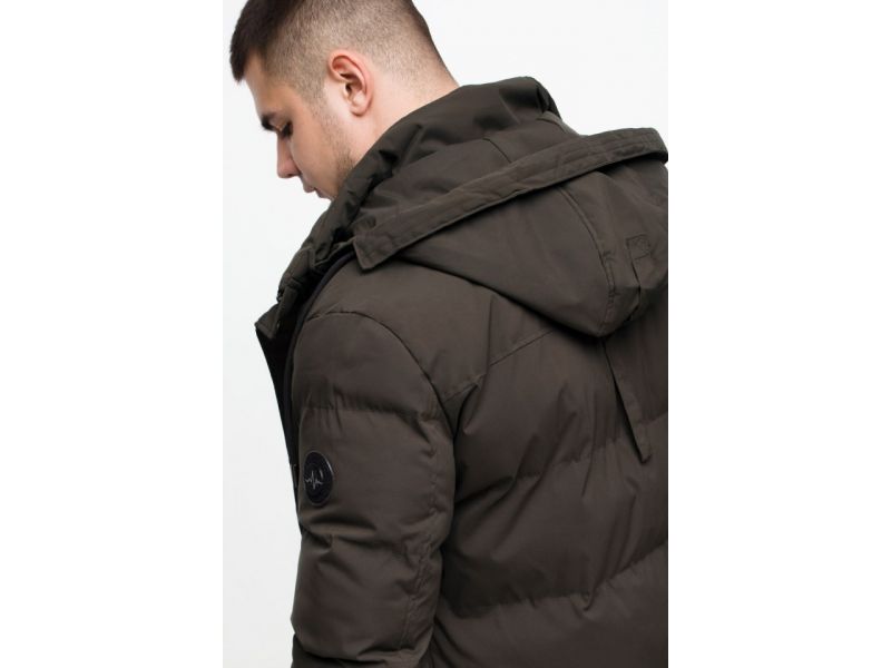 Зимняя мужская молодежная куртка цвета кофе теплая модель 25280, фото 10