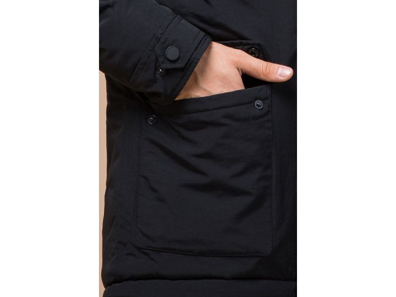 Черная зимняя мужская парка оригинального дизайна модель 36640, фото 7