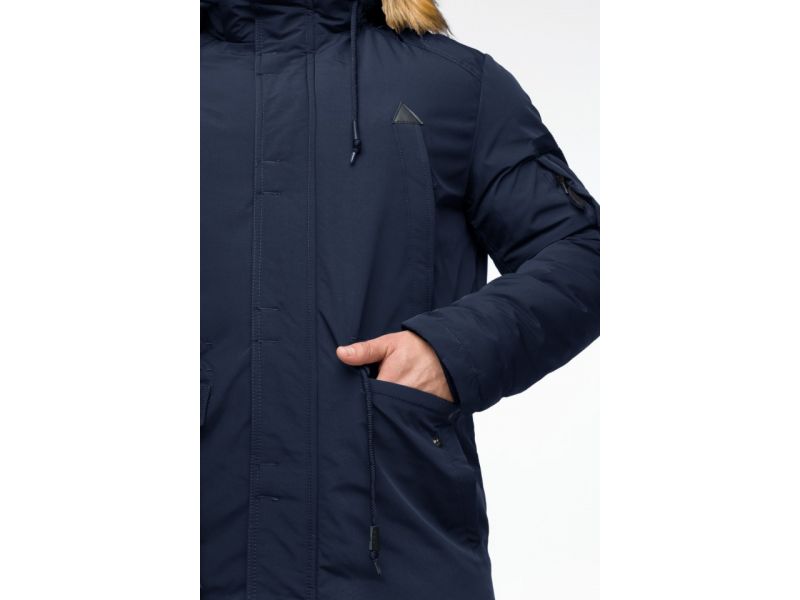 Синяя мужская молодежная парка зимняя с капюшоном модель 25770, фото 8