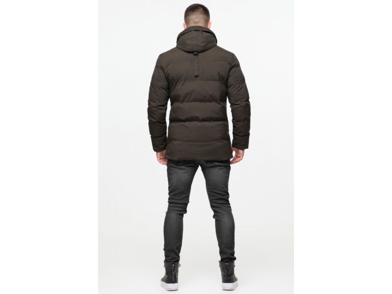 Зимняя мужская молодежная куртка цвета кофе теплая модель 25280, фото 7