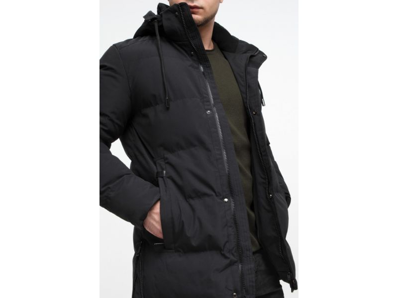 Короткая мужская молодежная куртка зимняя черного цвета модель 25280, фото 8