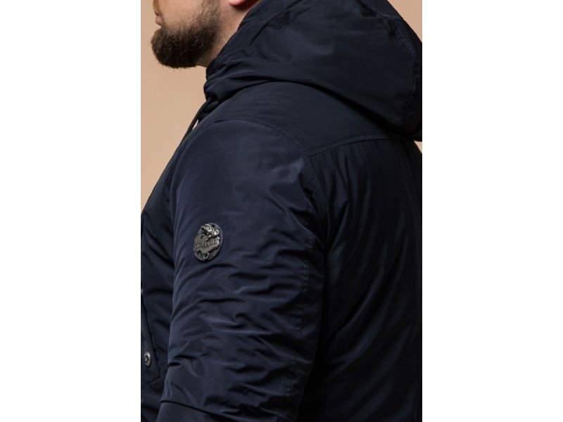 Синяя парка мужская качественного пошива на зиму модель 38830, фото 8