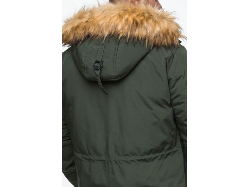 Темно-зеленая мужская молодежная зимняя парка на кнопках модель 25770, фото 10