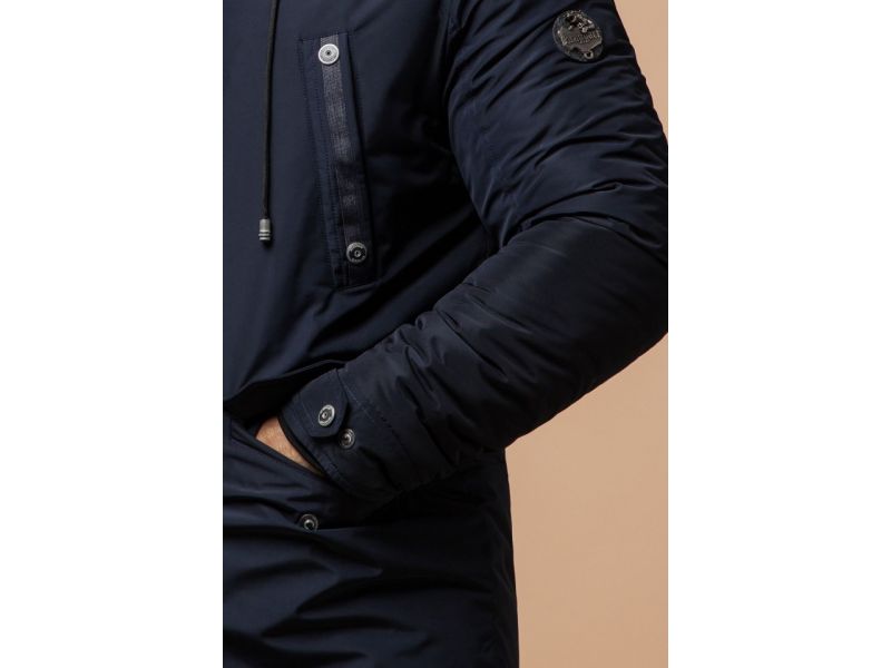 Синяя парка мужская качественного пошива на зиму модель 38830, фото 7