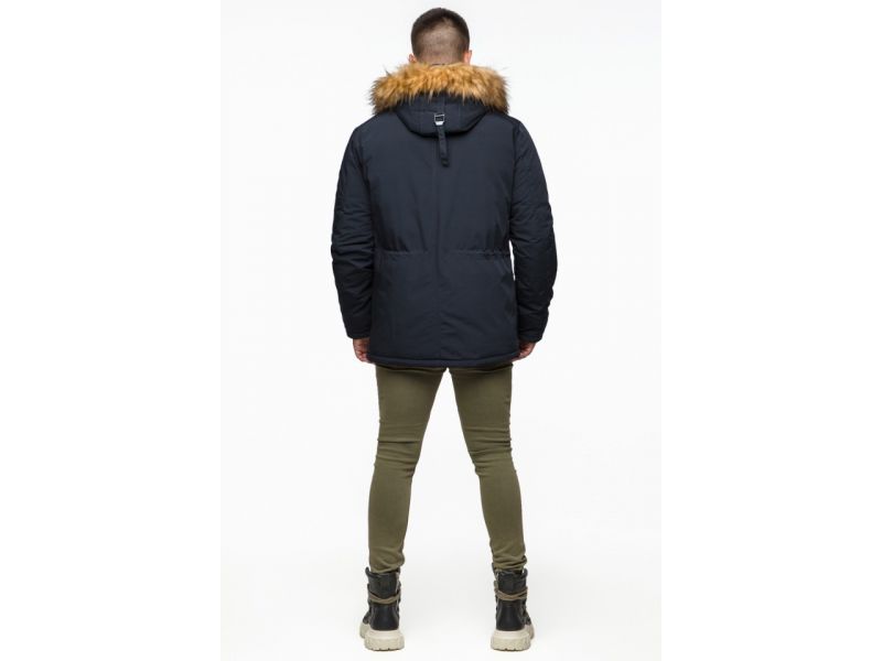 Теплая молодежная мужская парка темно-синяя на зиму модель 25770, фото 7