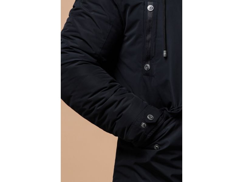 Зимняя мужская стильная парка черного цвета модель 38830, фото 7