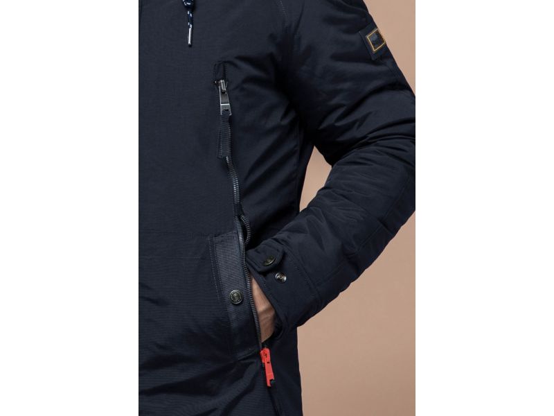 Парка зимняя темно-синяя мужская теплая модель 3587, фото 7