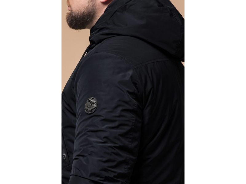 Зимняя мужская стильная парка черного цвета модель 38830, фото 8