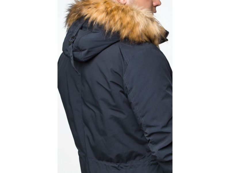 Теплая молодежная мужская парка темно-синяя на зиму модель 25770, фото 11