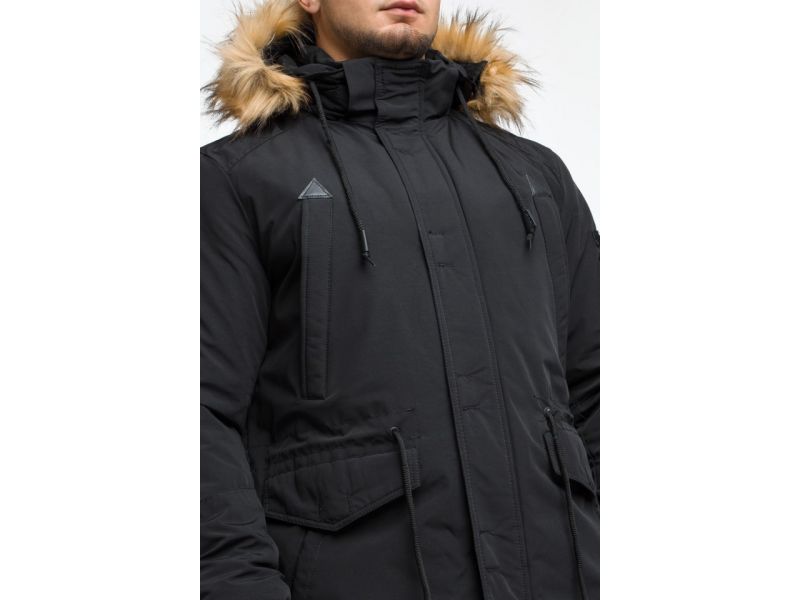 Черная парка мужская молодежная зимняя модель 25770, фото 8