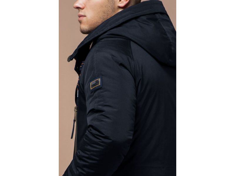 Темно-синяя мужская парка на зиму модель 3587, фото 8