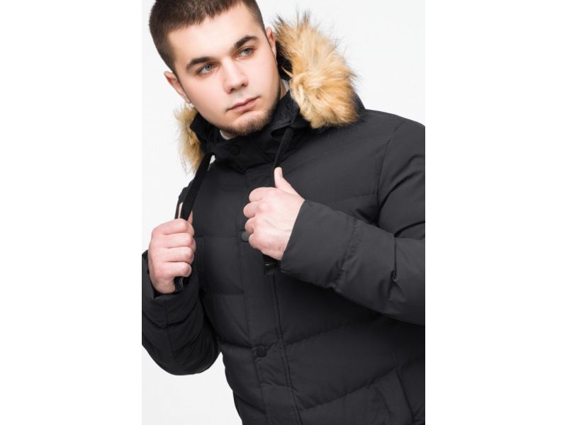 Черная мужская зимняя молодежная куртка модель 25370, фото 8