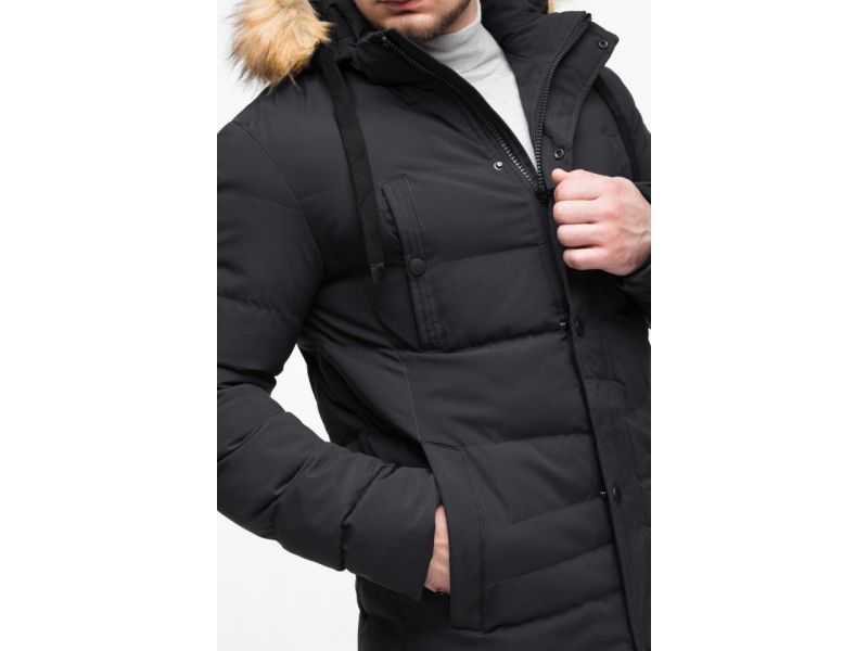 Черная мужская зимняя молодежная куртка модель 25370, фото 9