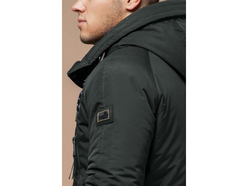 Парка мужская стандартной длины зимняя цвета хаки модель 3587, фото 8