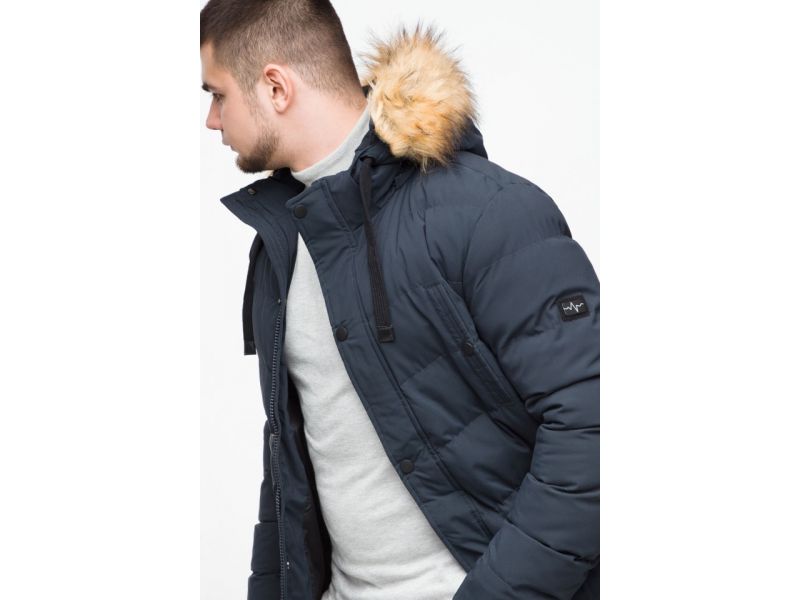 Молодежная зимняя куртка мужская синего цвета модель 25370, фото 9