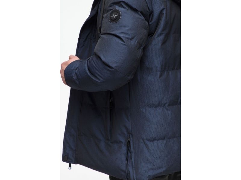Темно-синяя мужская дизайнерская зимняя куртка молодежная модель 25180, фото 10