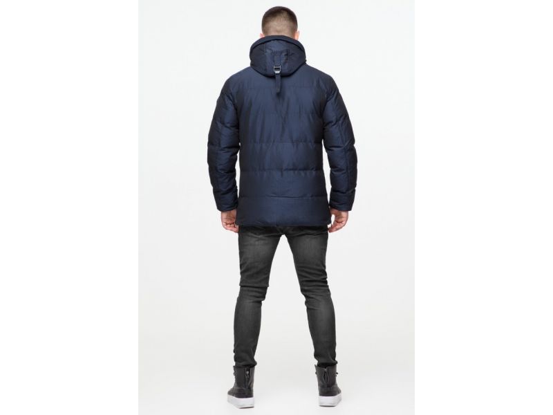 Темно-синяя мужская дизайнерская зимняя куртка молодежная модель 25180, фото 7