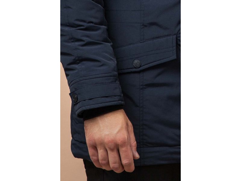 Темно-синяя мужская зимняя парка с меховой опушкой модель 3986, фото 7