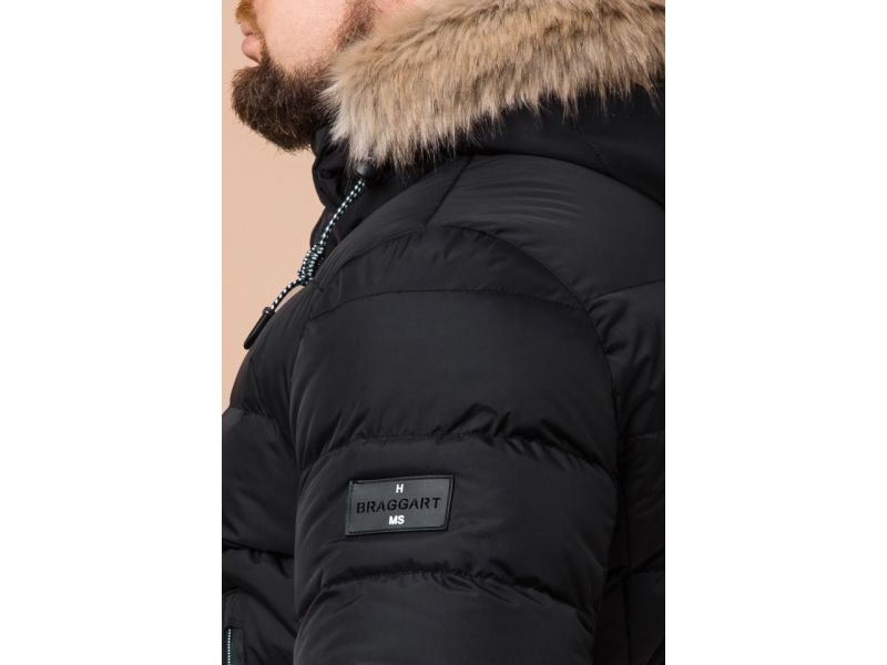 Комфортная мужская черная куртка на зиму модель 19833, фото 8