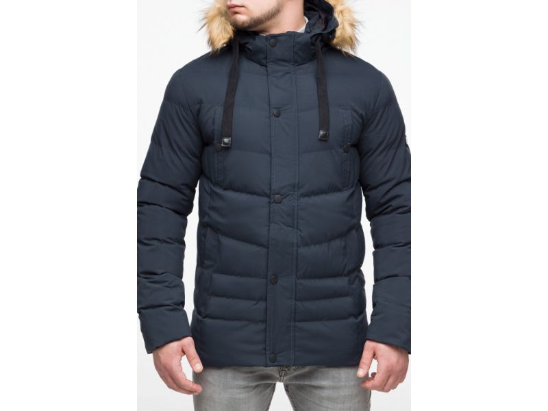 Молодежная зимняя куртка мужская синего цвета модель 25370, фото 8